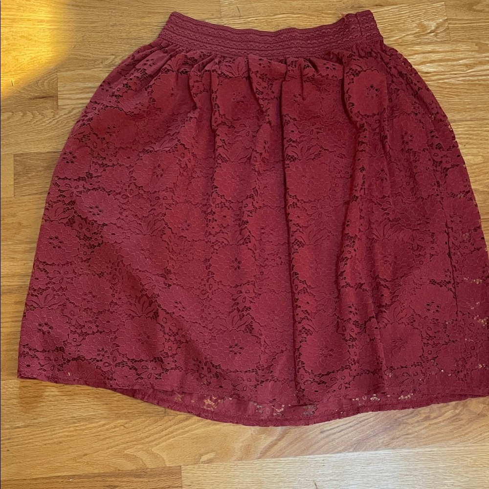 Metro Wear Deep Red/Orange Lace A-Line Skirt